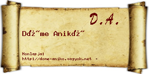 Döme Anikó névjegykártya